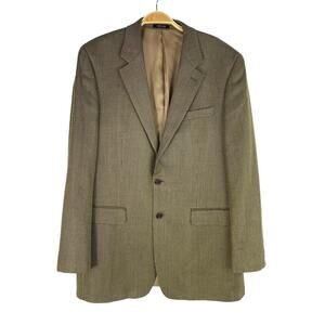 Lauren Ralph Lauren Houndstooth Silk Wool Blazer Sport Coat Men 42L Green Jacket
